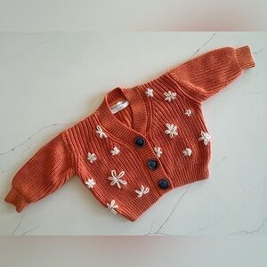 Embroidered daisy chunky knit cardigan 1y